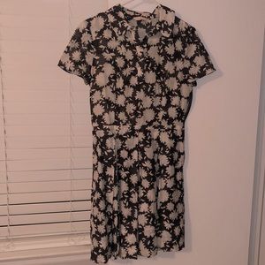 Tory Burch Black and Cream Floral Midi Dress
